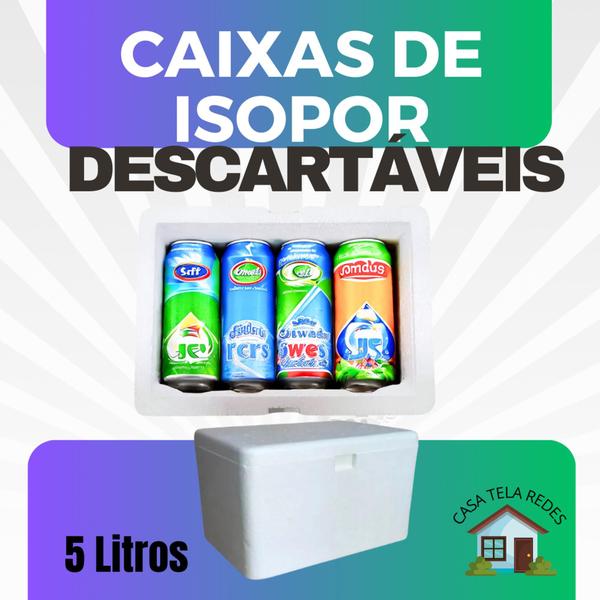 Imagem de 4 Caixas de Isopor EPS 5 litros para Gelo, refrigerante, latas, sorvetes e medicamentos.