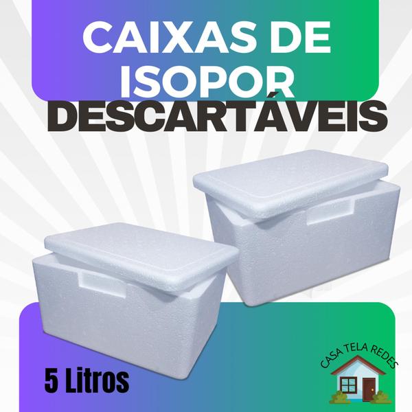 Imagem de 4 Caixas de Isopor EPS 5 litros para Gelo, refrigerante, latas, sorvetes e medicamentos.