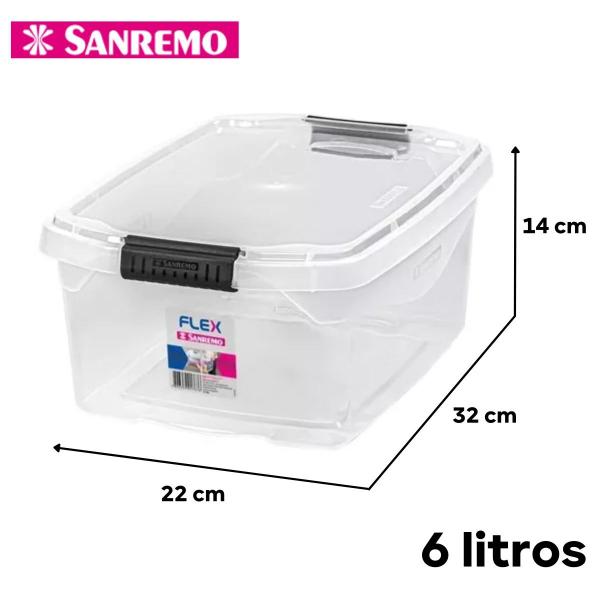 Imagem de 4 Caixas Plastica Organizadora 6 lt C/ Tampa Trava Sanremo