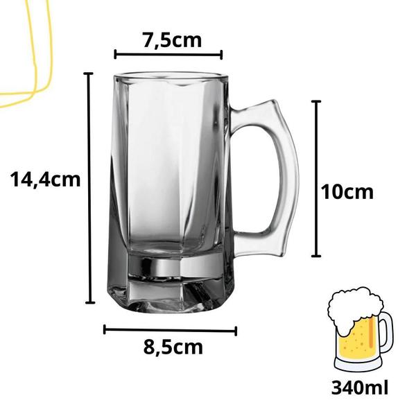 Imagem de 4 Caneca De Chopp Cerveja Vidro Grosso Sublimação