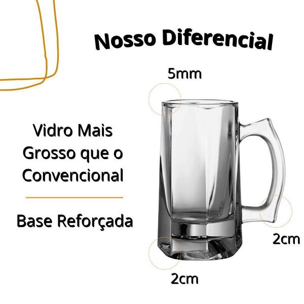 Imagem de 4 Caneca De Chopp Cerveja Vidro Grosso Sublimação