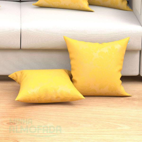 Imagem de 4 Capa almofada Suede Decorativa Amarelo e Bege 45cm x 45cm