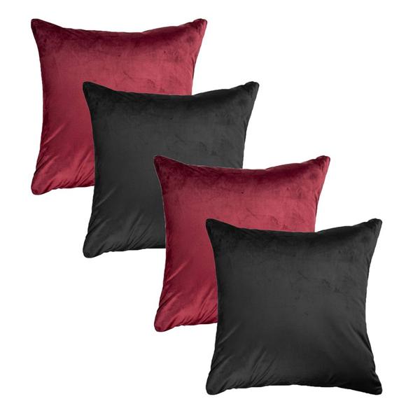 4 Capa de almofada Suede Lisa Preta e Vinho 45cm x 45cm - NM Imagem de 4 Capa de almofada Suede Lisa Preta e Vinho 45cm x 45cm