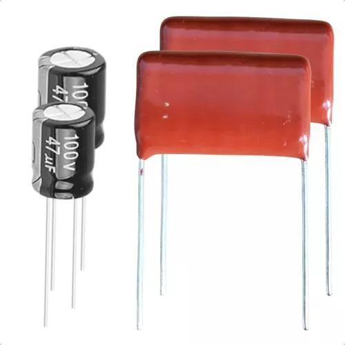 Imagem de 4 Capacitor Corneta 47x100 + 4 Capacitor Sup Tweeter 2m2x250