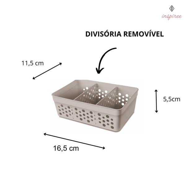 Imagem de 4 Cestinho médio colméia com divisória organização gaveta miudezas objeto pequeno laços acessórios bijuteria maquiagem