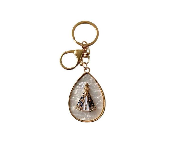 4 CHAVEIROS catolico MOSQUETÃO DOURADO PEROLADO APARECIDA - ASA Imagem de 4 CHAVEIROS catolico MOSQUETÃO DOURADO PEROLADO APARECIDA