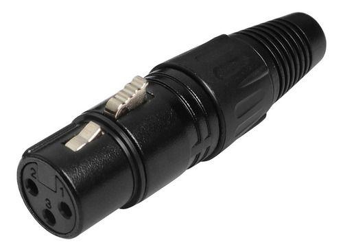 Imagem de 4 Conectores Xlr Canon Fêmea Metal Mic Dmx Preto Pro Luminos