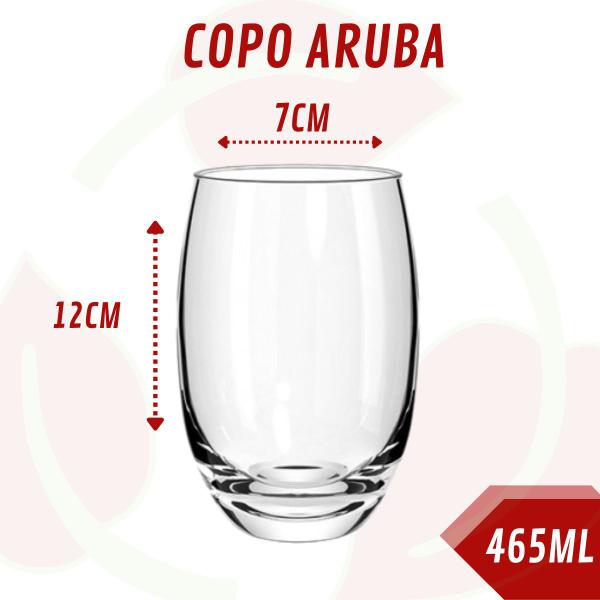 Imagem de 4 Copo de Vidro Aruba Redondo 465ML Suco Água Drinks Nadir