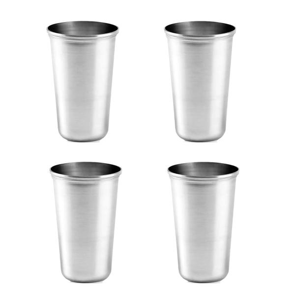 Imagem de 4 Copos Aço Inox Resistente Grande Cerveja Agua Suco 250ml