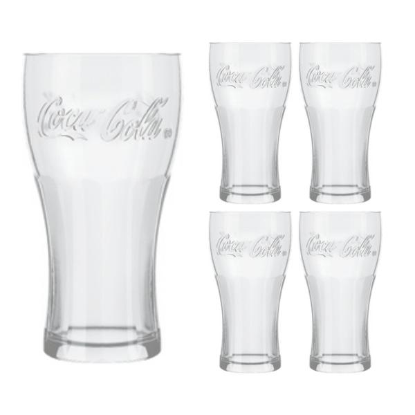 Imagem de 4 Copos de Vidro 470ml Contour Coca Cola Cristal Luxo Nadir