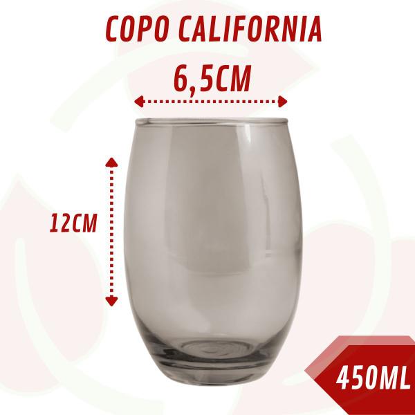 Imagem de 4 Copos Redondo Vidro Cinza California Suco Chique 450ml