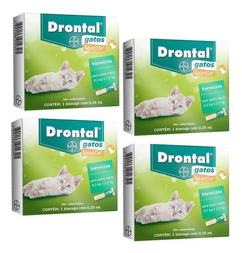 Imagem de 4 Drontal Spot On 0,35 Ml Gatos 0,5 A 2,5 Kg Profender Bayer