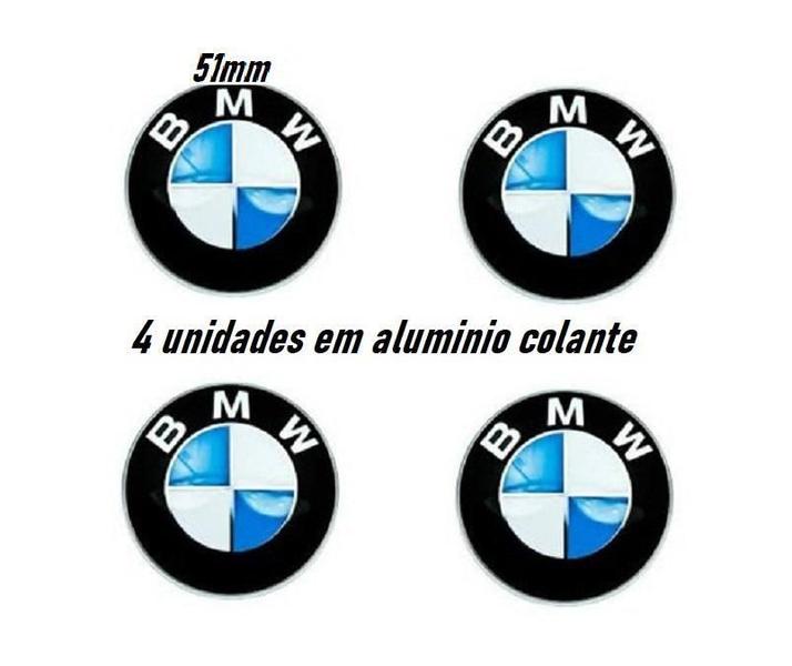 Imagem de 4 Emblema 51Mm Calotinha Bmw Em Aluminio