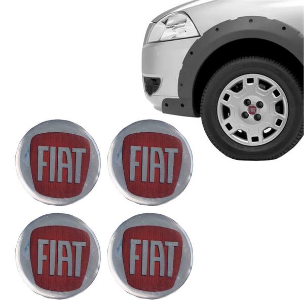 Imagem de 4 Emblema Adesivo Calota Fiat Resinado Vermelho