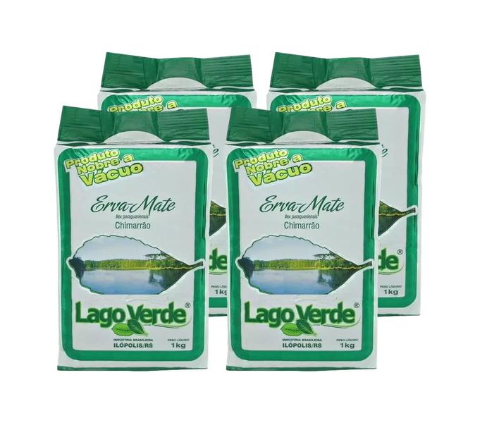 Imagem de 4 Erva Mate Chimarrão LAGO VERDE NOBRE Nativa Vácuo 1 Kg