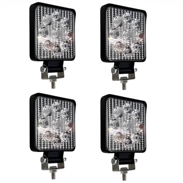 Imagem de 4 Farol De Led Auxiliar Quadrado 27w 9 Leds Troller Off-road LE-6711