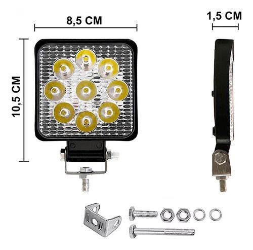 Imagem de 4 Farol De Led Auxiliar Quadrado 27w 9 Leds Troller Off-road LE-6711