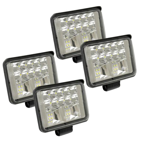 Imagem de 4 Farolete De Milha Led 54w Retangular Off Road Jeep 12v 24v