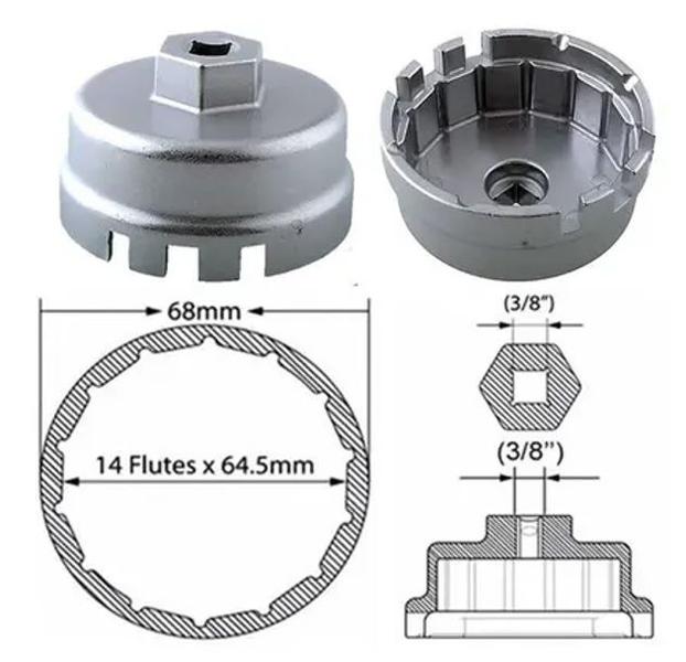 Imagem de 4 Ferramenta Chave Saca Filtro Óleo Moderno Corolla 64mm