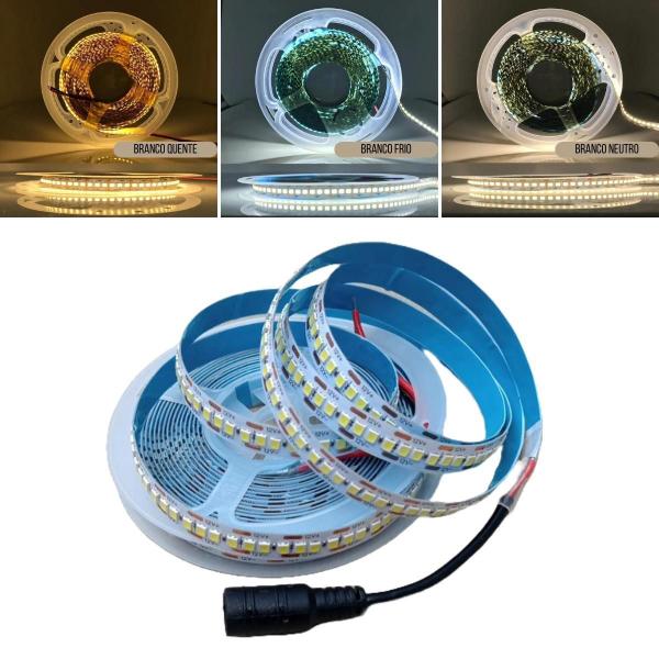 Imagem de 4 Fitas de Leds Adesiva 2835 5m 240 Leds 12v - Branco Quente