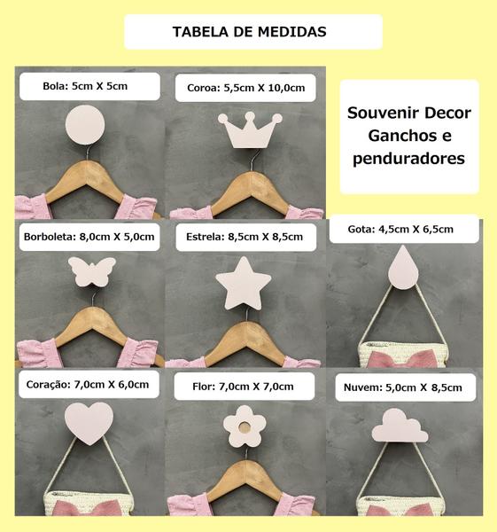 4 Ganchos de parede infantil menina decoração formatos rosa - Souvenir Decor Imagem de 4 Ganchos de parede infantil menina decoração formatos rosa
