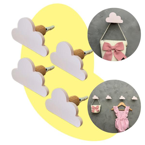 4 Ganchos de parede infantil menina decoração formatos rosa - Souvenir Decor Imagem de 4 Ganchos de parede infantil menina decoração formatos rosa