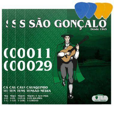 4 Jogos Encordoamento Cavaco São Gonçalo Cavaquinho Palheta Imagem de 4 Jogos Encordoamento Cavaco São Gonçalo Cavaquinho Palheta
