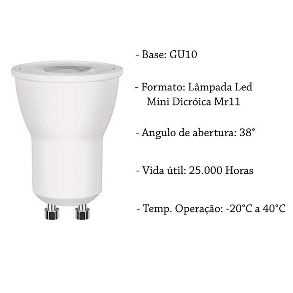 Imagem de 4 Lampada Led 4000k 4w Mini Dicroica Mr11 Gu10 Bet16