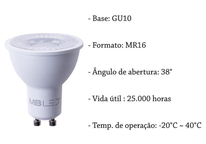 Imagem de 4 Lampada Led 6000k Dicroica Mr16 GU10 6W Branco Frio Lup08