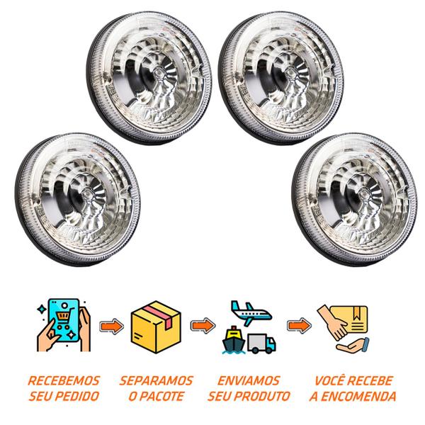 Imagem de 4 Lanternas Traseira Carreta 125mm Cristal Metalizada