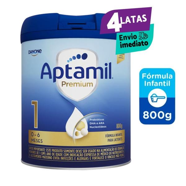 Imagem de 4 Latas -Aptamil Premium 1 -Fórmula Infantil Pó Danone -800 Gr