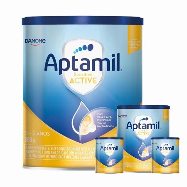 Imagem de 4 latas- Aptamil Sensitive ACTIVE Fórmula Infantil em pó-Danone-800GR