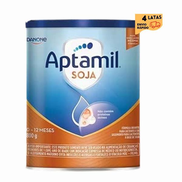 Imagem de 4 Latas - Aptamil SOJA Fórmula Infantil Em Pó Danone 800 gr