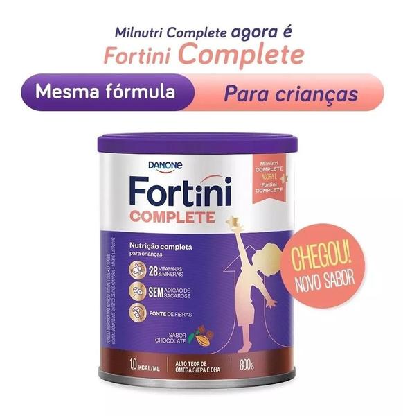 Imagem de 4 Latas- Fortini Complete Suplemento Infantil Em Pó Danone Chocolate- 800g 