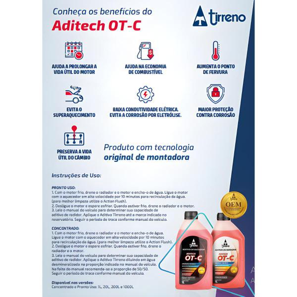 Imagem de 4 Litros Aditivo ADITECH OT-C Orgânico Pronto para Uso Tirreno Arrefecimento