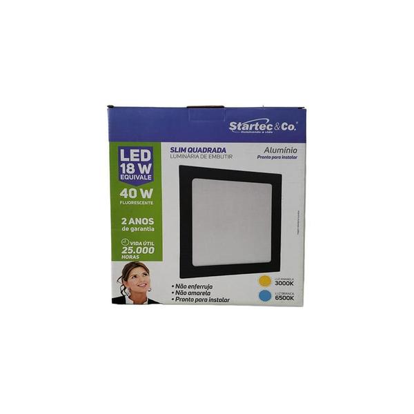 Imagem de 4 Luminária De Embutir Led Quadrada Alumínio 18W 3000K Preta