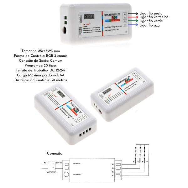 Imagem de 4 Luminárias Submersíveis De Piscina RGB 9W Com Controladora (Central Módulo) + Controle Touch Screen + Fonte De Energia