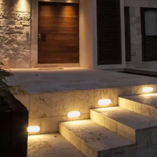 Imagem de 4 Luminárias Tartaruga Arandela Led 8w Bivolt Externa IP65 Branca Slim Para Parede Muro Teto 1 Ano d