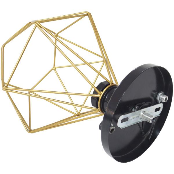 Imagem de 4 Lustres Teto Plafon Industrial Aramado Diamante Dourado Retrô Luminária Vintage Preto Agp Ilumini