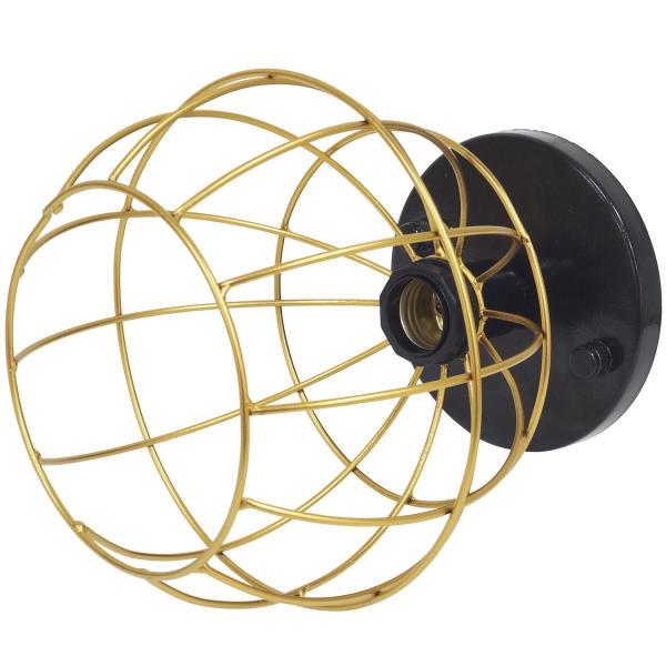 Imagem de 4 Lustres Teto Plafon Industrial Aramado Globo Dourado Retrô Luminária Vintage Preto Agp Ilumini