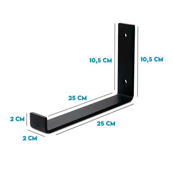 Imagem de 4 Mão Francesa Invertida Suporte de Prateleira 25 cm Preta