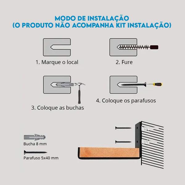 Imagem de 4 Mão Francesa Invertida Suporte de Prateleira 25 cm Preta