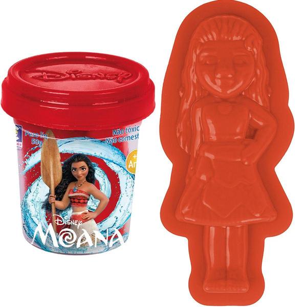 Imagem de 4 Massinha Modelar Atóxica Moana Colorida Forminha Criança - Cotiplás