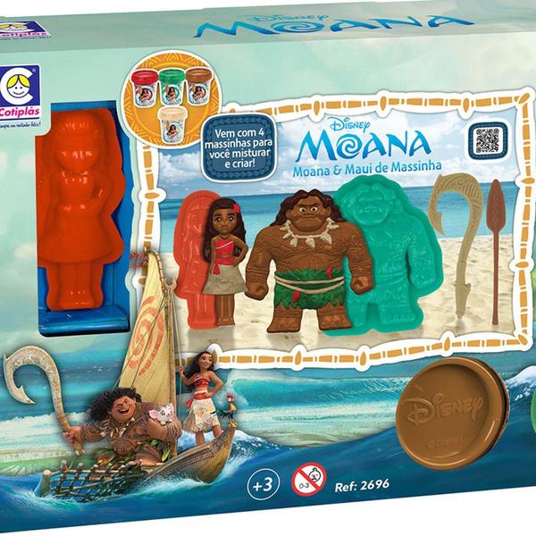 Imagem de 4 Massinha Modelar Atóxica Moana Colorida Forminha Criança - Cotiplás