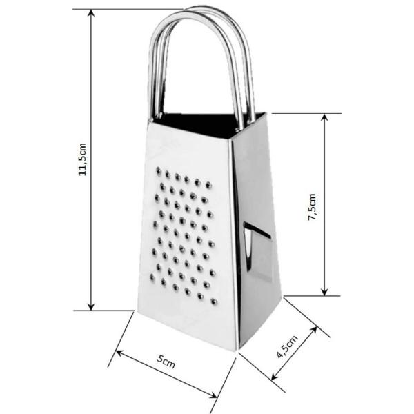 Imagem de 4 Mini Ralador 3 Faces Inox Alça Dupla Queijo Legumes Frutas