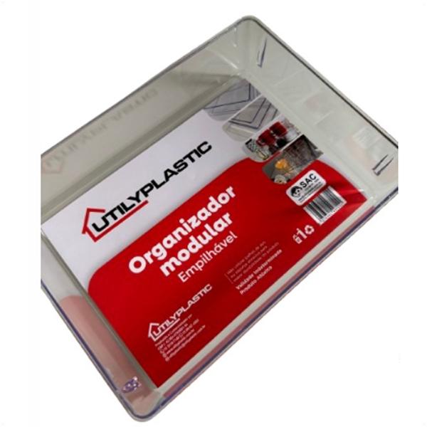 4 Organizadores Modular G Empilhável 23x17x5,5 Transparente - Utilyplastic Imagem de 4 Organizadores Modular G Empilhável 23x17x5,5 Transparente