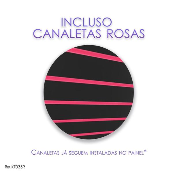 Imagem de 4 Paineis Canaletados - 0,61 X 0,61 + 100 Ganchos 10CM + Canaleta ROSA