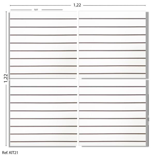 Imagem de 4 Paineis Canaletados - 0,61 X 0,61 + 50 Ganchos 15CM + CANALETA BRANCA