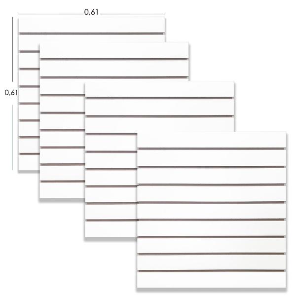 Imagem de 4 Paineis Canaletados - 0,61 X 0,61 + 50 Ganchos 15CM + Canaleta Laranja