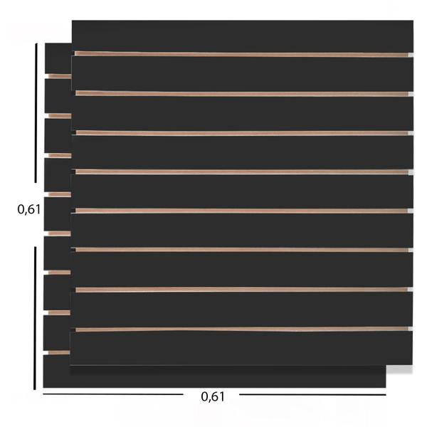 Imagem de 4 Paineis Canaletados Preto - 0,61 X 0,61 + 100 Ganchos 15CM